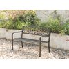 Gardenised Steel Outdoor Patio Garden Park Seating Bench with Cast Iron Welcome Backrest, Front Porch Yard Bench Lawn Decor QI003709